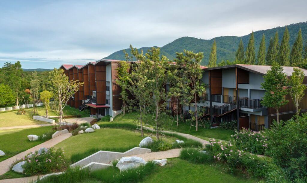Bamboo textured decorative wall finish at Dusit D2 Hotel, Khao Yai, Thailand